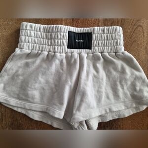 Talentless White Smocked Waist Tube Top with Black Logo Patch